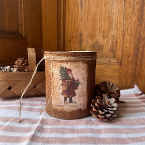 Christmas Farmhouse, Primitive, Grungy Can