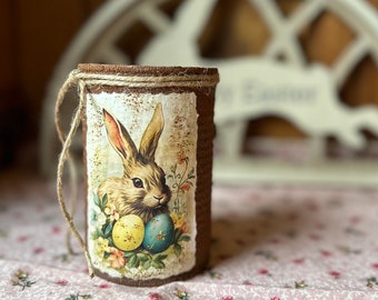 Easter Farmhouse, Primitive, Grungy, Rusty Tin Can