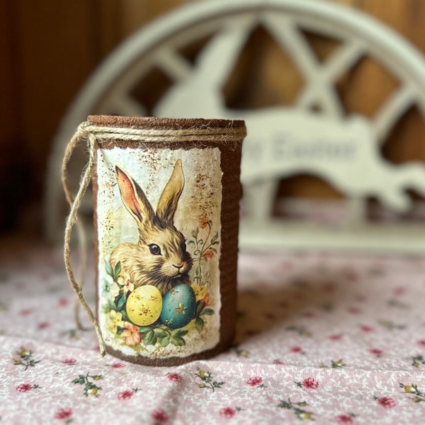 Easter Farmhouse, Primitive, Grungy, Rusty Tin Can