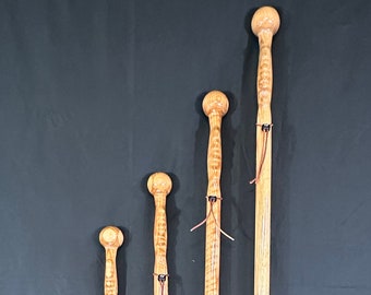 Oak Wooden Walking Stick: Hiking Cane with Leather String