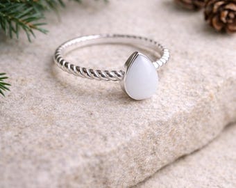 Anello a goccia per il latte materno, gioiello ricordo in argento sterling, anello commemorativo a forma di pera (regalo personalizzato per la maternità)