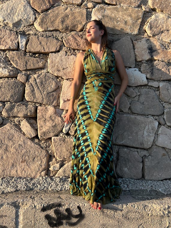 Multifunctional Changing Aura Dress, Long Tie-Dye Spandex Dress, Long Transformable Dress, Multi-Use Tie-Dye Dress, Artistic Dress