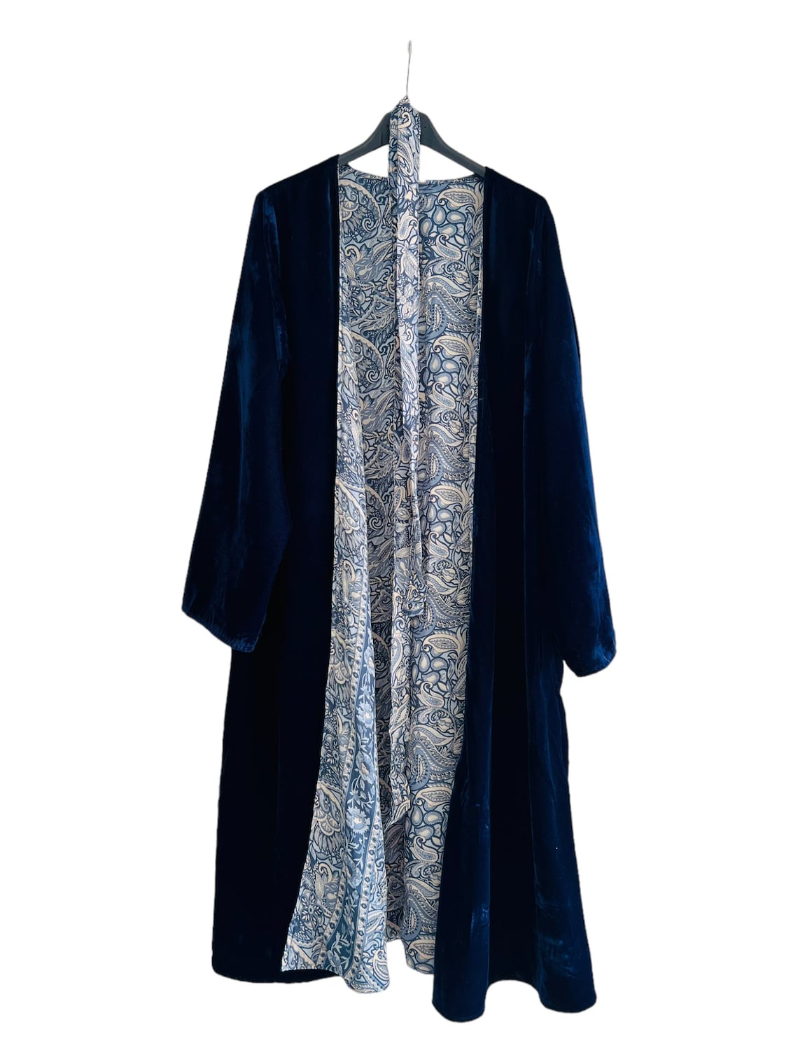 Blue Reversible Velvet Kimono Long Reversible Velvet Kimono Etsy