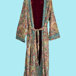 Red reversible velvet kimono,  long reversible  velvet kimono for ladies, long soft black velvet kimono for woman, yoga black velvet kimono.