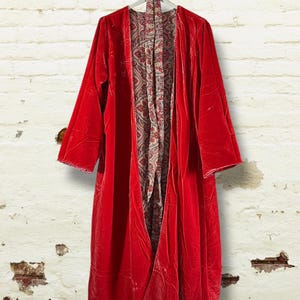 Red reversible velvet kimono,  long reversible  velvet kimono for ladies, long soft black velvet kimono for woman, yoga black velvet kimono.