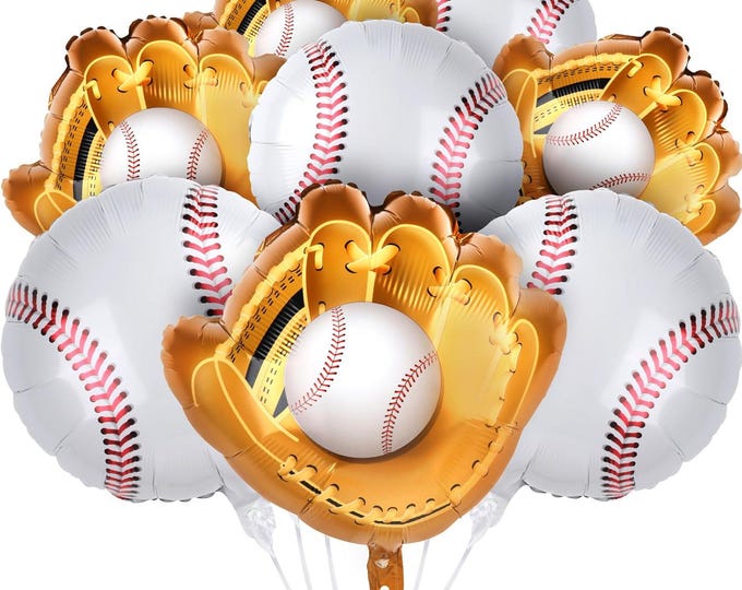Baseball Foil Balloons 8PCS 18 Inch Sports Party Decoration Set