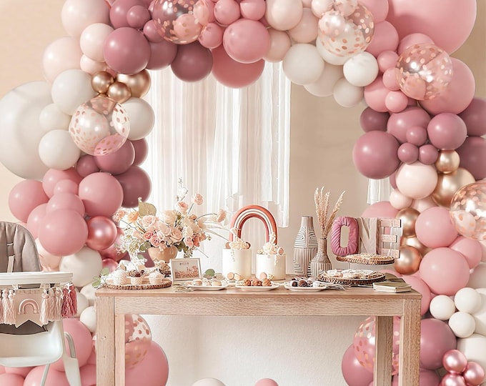 173 PCS Dusty Pink Balloon Arch Kit Boho Wedding Garland Decor