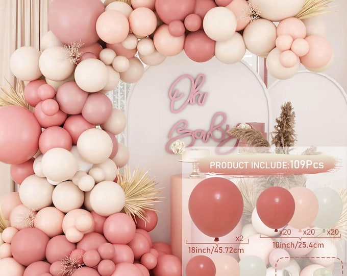 109 Pc Blush Pink Balloon Arch Kit Boho Party Decor