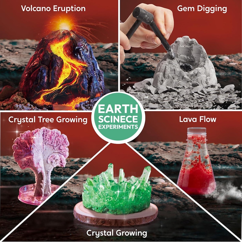 85+ STEM Science Experiment Kit Volcano Eruption & Crystal Growing Set ...