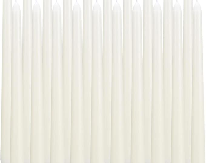 Ivory Taper Candle Set of 20, Long Burning Unscented Dinner Candles