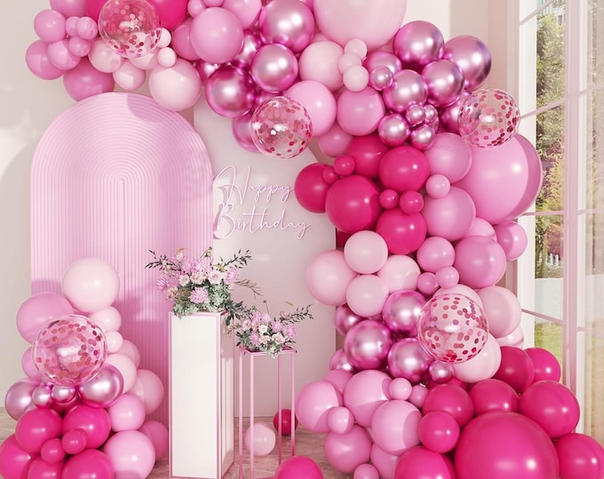 168 Pc Pink Balloon Arch Kit Party Backdrop Decor Set