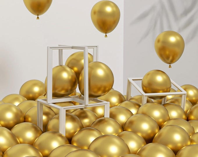 113 Metallic Gold Balloons 5" Shiny Latex Orbs for Weddings, Birthdays & Festive Party Decor