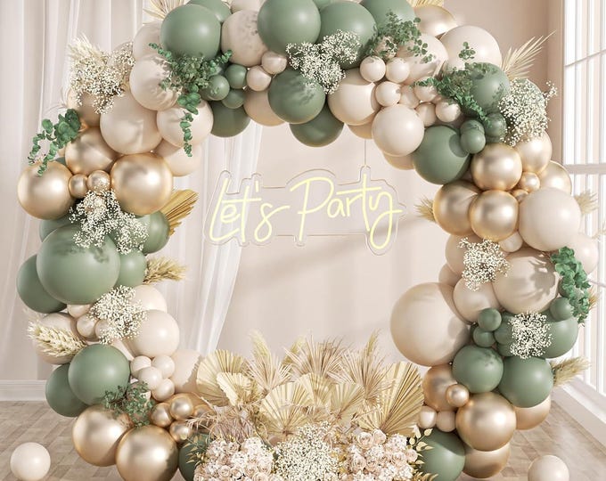 Sage Green Gold Balloon Arch Kit 130PCS Party Decoration Set