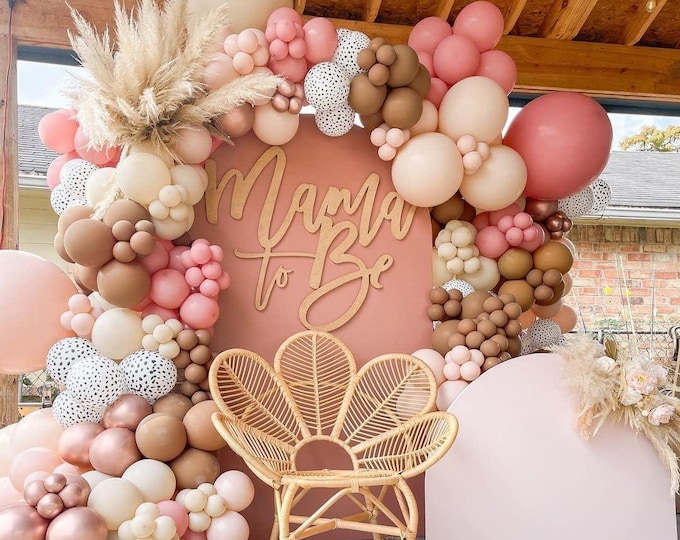 Boho Balloon Arch Kit 132pcs Dusty Rose Nude Baby Shower Party Decor