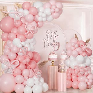 130 Pc Pink Bow Balloon Arch Kit Coquette Party Decor