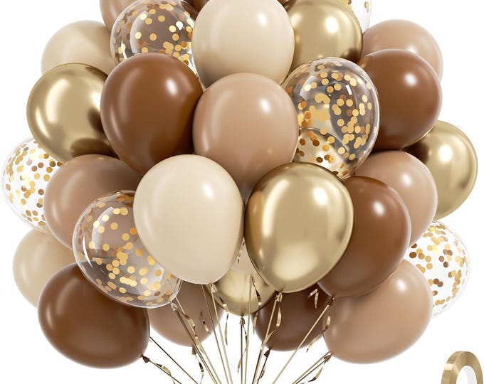60 Pcs Brown Gold Balloon Set Neutral Boho Party Decor Kit