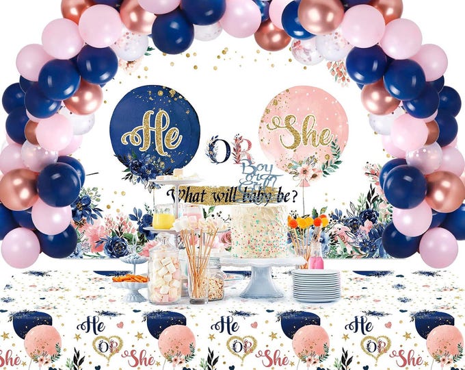 Gender Reveal Party Decoration Kit 107PCS Table Setup Set