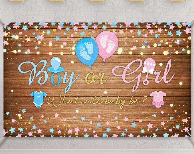 Gender Reveal Backdrop Banner Boy or Girl Photo Background
