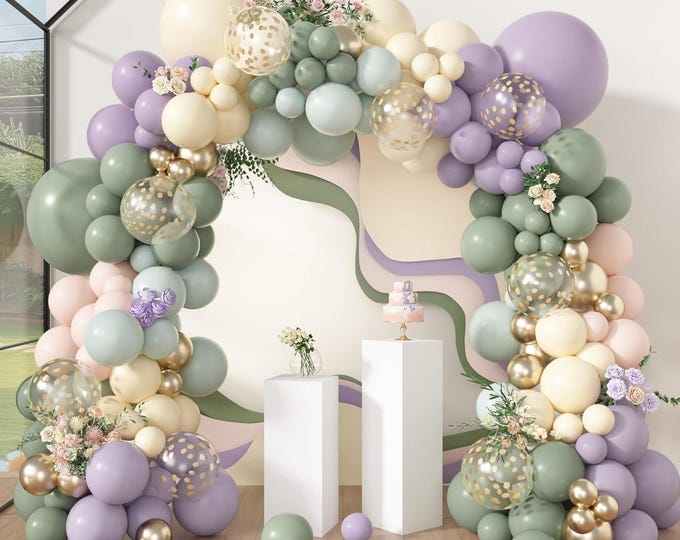 173 PCS Pastel Balloon Arch Kit Wildflower Baby Shower Garden Decor