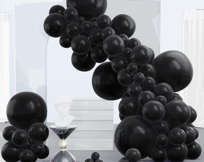 130 Pcs Matte Black Balloon Garland Arch Kit for Modern Party and Birthday Decoration