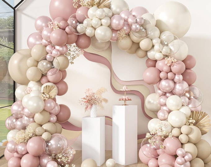 173 PCS Pearl Pink Balloon Arch Kit Double Stuffed Decor