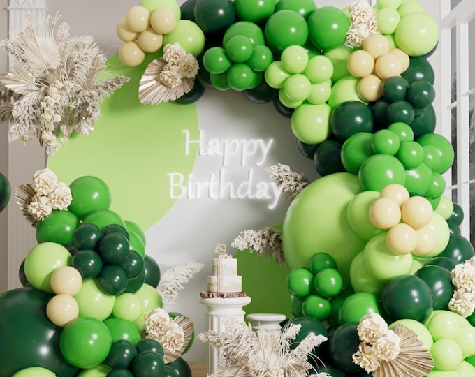 Green Balloon Arch Kit 155pcs Jungle Safari Party Garland Decor