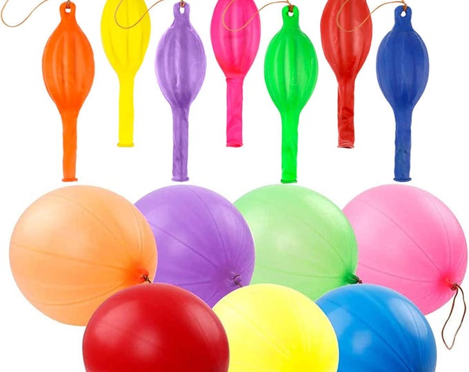 Heavy-Duty Punch Balloons – 36-Piece Neon Punching Balloon Set with Rubber-Band Handles