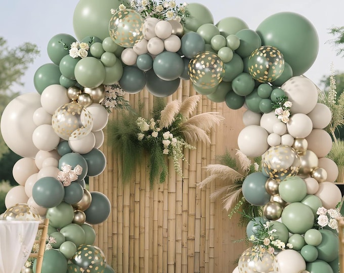 173 PCS Sage Green Balloon Arch Kit Boho Wedding Woodland Decor