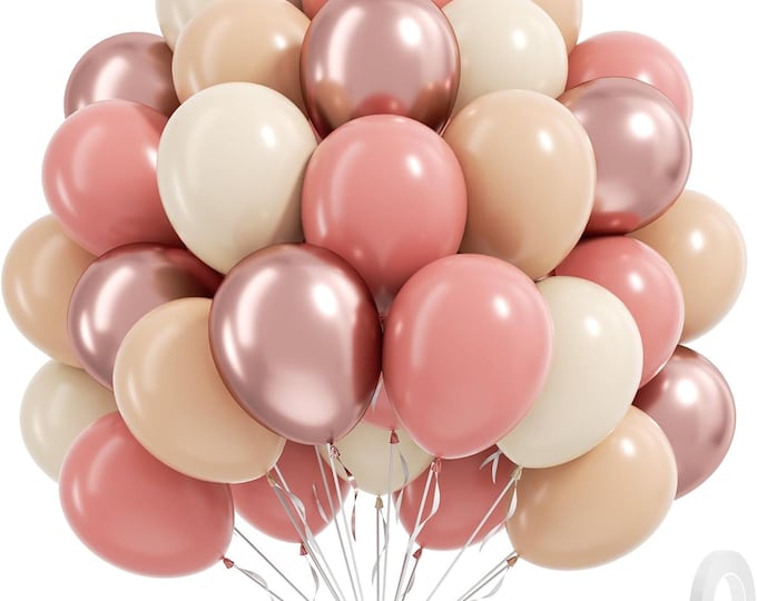 60 Pcs Dusty Pink Balloon Set Nude Ivory Rose Gold Party Decor
