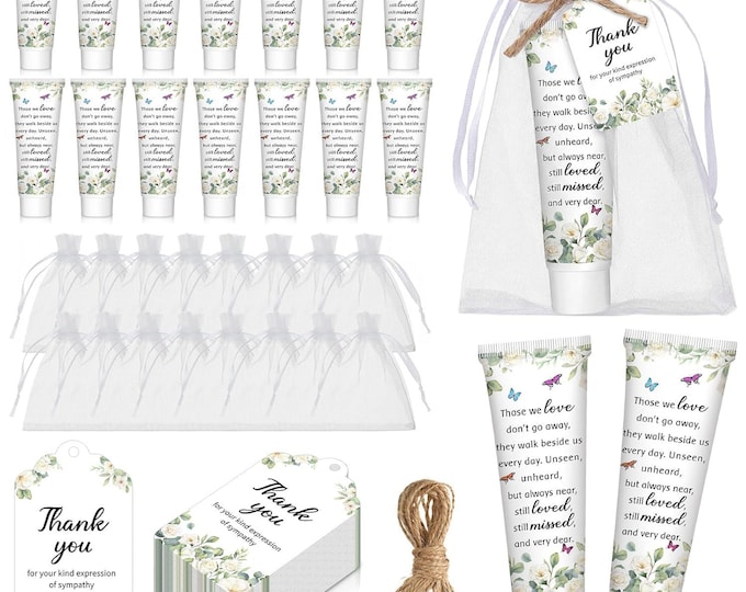 50 Pcs Memorial Hand Cream Favors with Gift Tags and Organza Bags