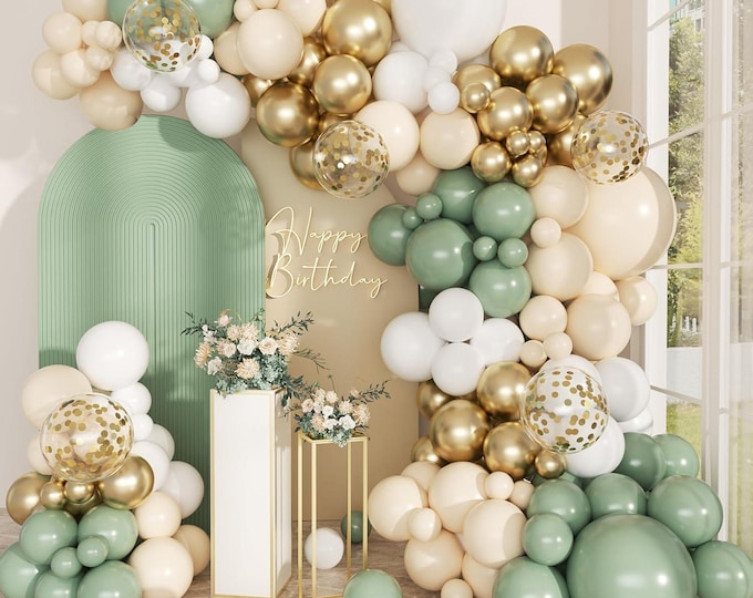 168 Pc Sage Green Balloon Arch Kit Elegant Party Backdrop
