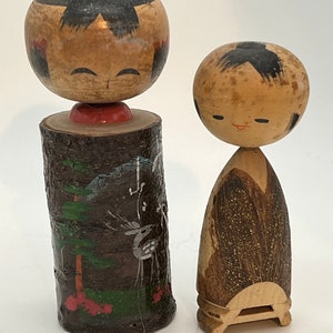 Kawaii Kokeshi  Japanese wooden doll lot of 2