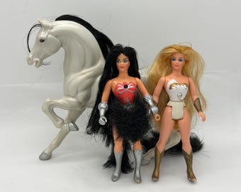 Vintage She-Ra MOTU Prinsessan av Kraften Catra, She-Ra och Stormhäst