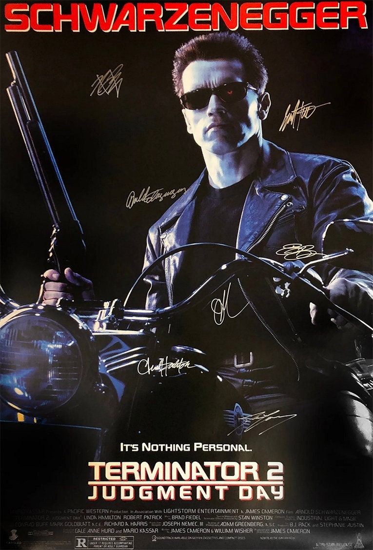 Signed Terminator 2 Movie Poster Etsy