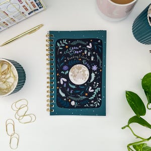 Reading Tracker Journal, Softcover Book Review Planner Botanical Moon