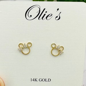 Mouse Shaped Earrings - 14k Solid Gold Stud for Girls, Women, Fun Animal Jewelry, Tiny Mouse Head Earrings, Minimalist, Gift for Her