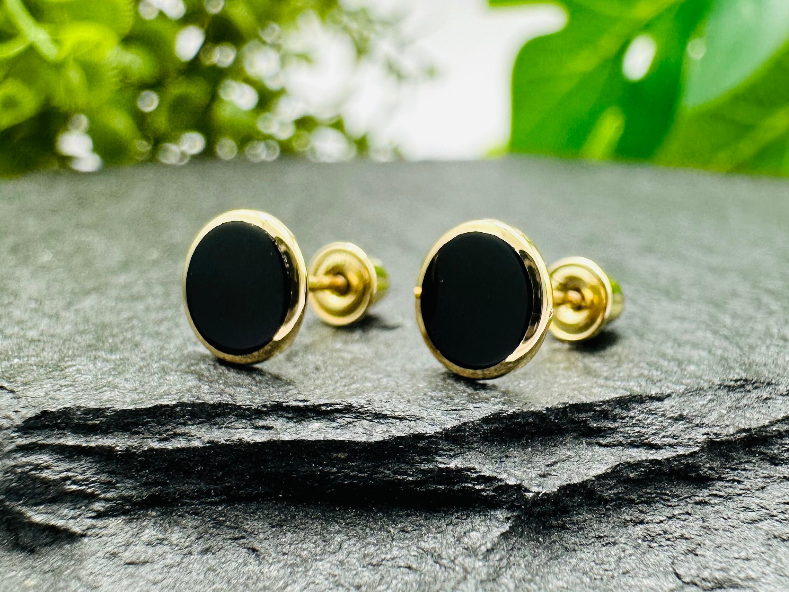 Gold Onyx Earrings - Etsy