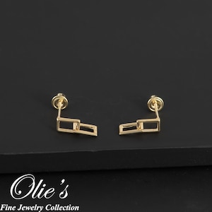 14k Solid Gold Paperclip Dangle Earrings for Women, Dainty Link Dangle Earrings, Trendy Earrings, Everyday Jewelry, Geometric, Gift for Her