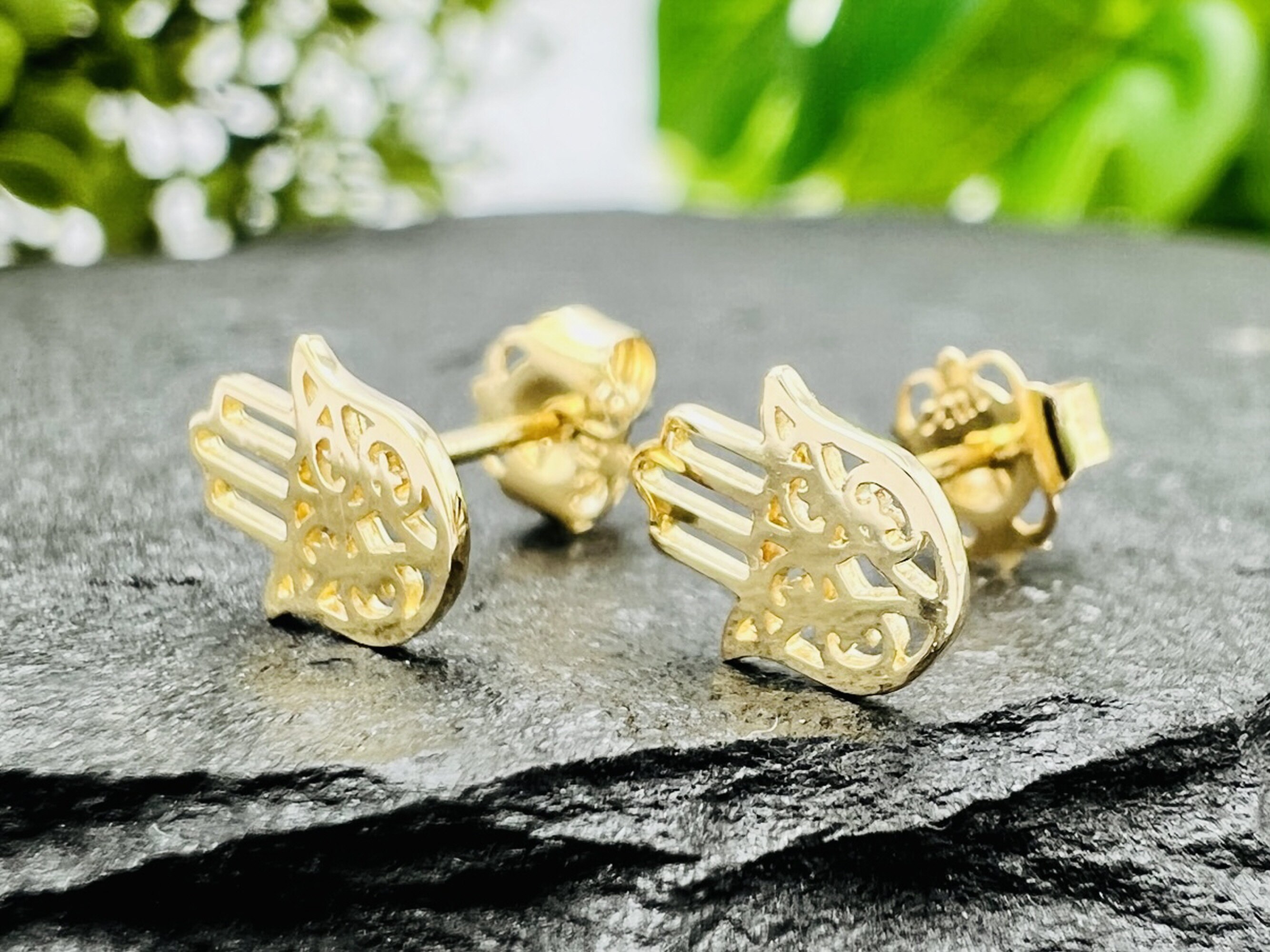 14k gold hamsa earrings discount