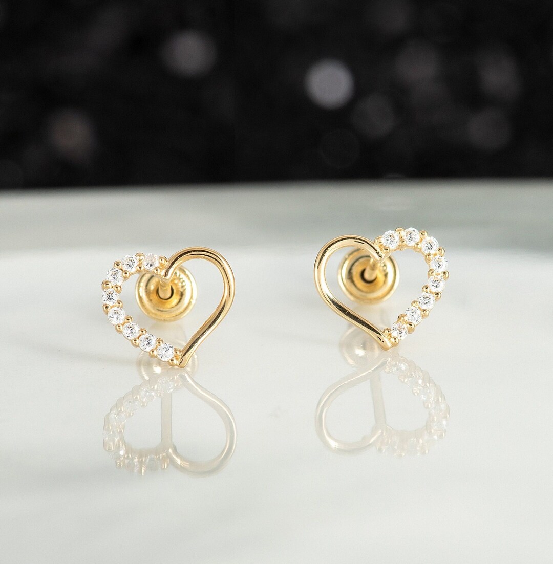 Heart shaped screw back earrings Clearance