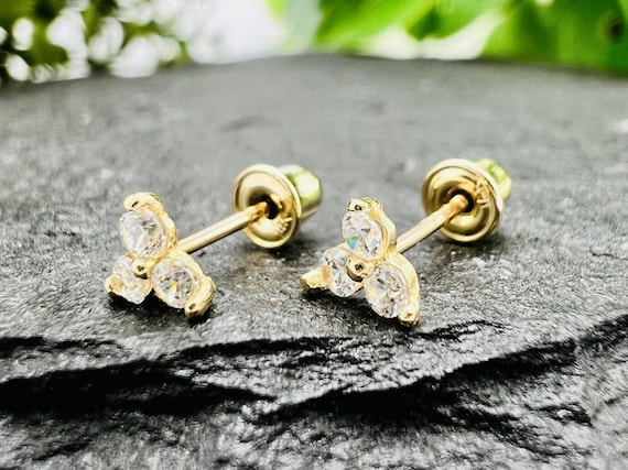 Two Earring Back Replacements |14K Solid Yellow Gold | Threaded Screw on  Screw Off | Quality Die Struck | Post Size .040 | 1 Pair