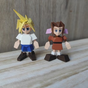 FFVII Figure Cloud Boy/Aerith Girl Lowpoly Final Fantasy 7