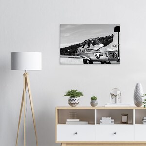 Canvas - Black and White US Air Force Airplane Print, Vintage Aviation Photography, Military Aircraft Wall Art, Pilot Gift, Man Cave Decor