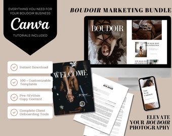 BUNDLE* Boudoir Photography Business Marketing High-end Magazine Style Canva Templates, Client On-boarding Copywriting Content Model Release