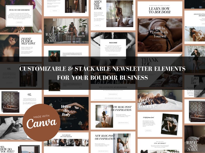 BUNDLE Boudoir Photography Business Marketing Highend Magazine Style Canva Templates, Client On