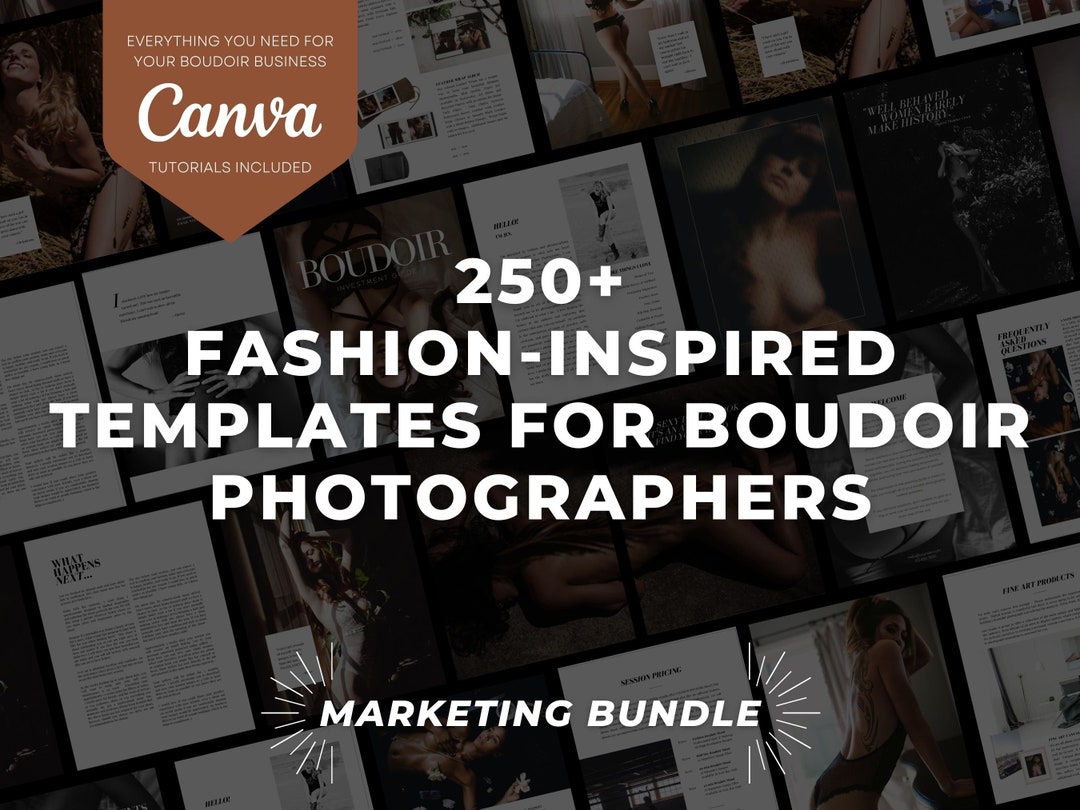 Boudoir Photography Business Marketing Bundle, Highend Magazine Style Canva Templates, Client