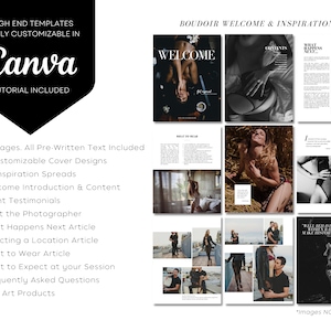 Boudoir Photography Welcome Client On-Boarding Guide, High-end Portrait Business Marketing Printable Magazine, Easy Canva Template