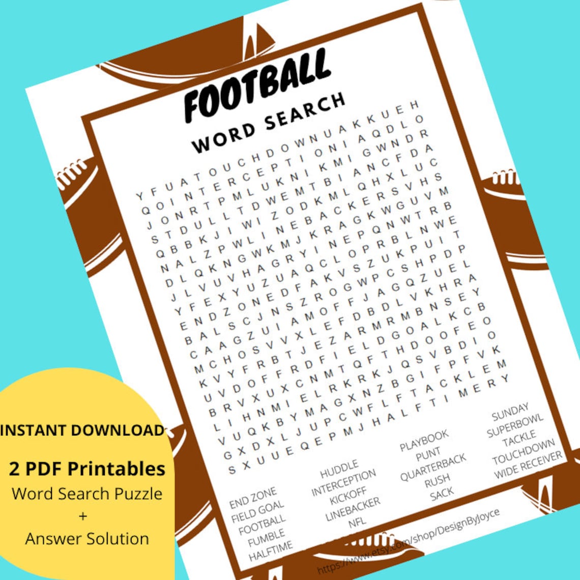 Football Word Search Printable Football Word Search Puzzle for Kids and ...