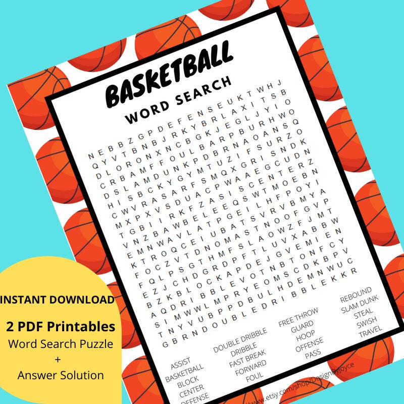 Basketball Word Search Printable Basketball Word Search Puzzle for Kids ...