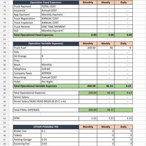 Trucking Accounting Spreadsheet